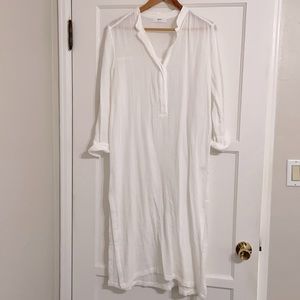 White Linen Midi Dress